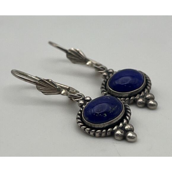 Quoc Turquoise Inc QT Sterling 925 Silver Lapis Lazuli Dangle Earrings - Picture 2 of 8